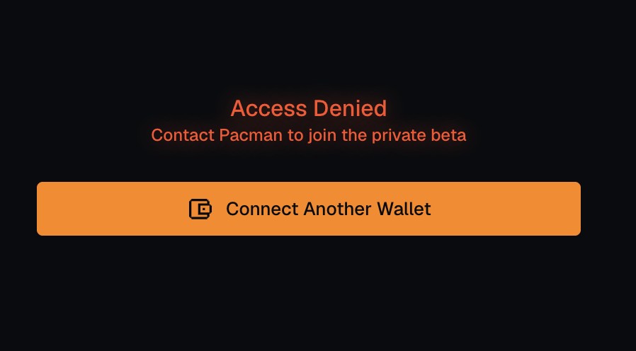 trench.com access denied page reading 'Contact Pacman to join the private beta'